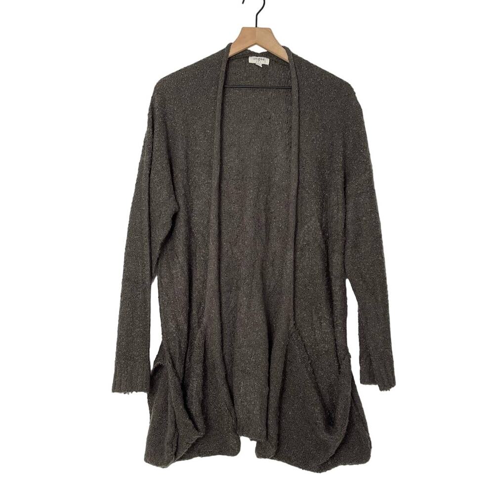 Umgee Gray Oversized Relax Fit Textured‎ Knit Open Cardigan Women's Medium